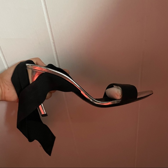 Proenza Schouler Black & Silver Ankle Wrap Heeled Sandal - Picture 5 of 5